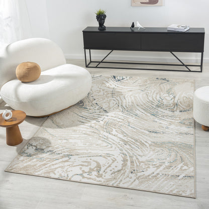 8' Gray Abstract Runner Rug