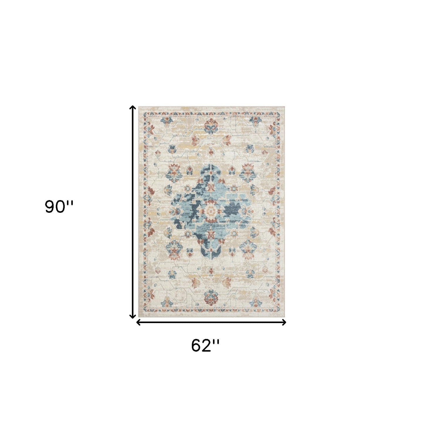 8' X 10' Ivory Medallion Area Rug