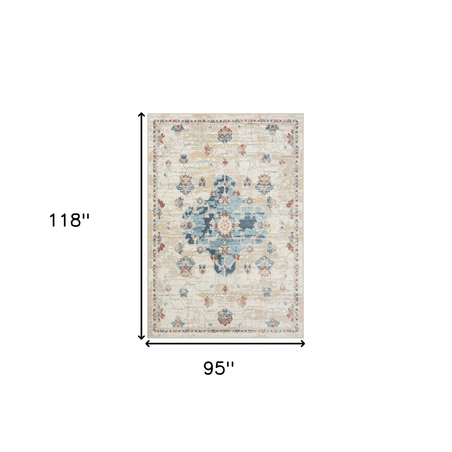 8' X 10' Ivory Medallion Area Rug