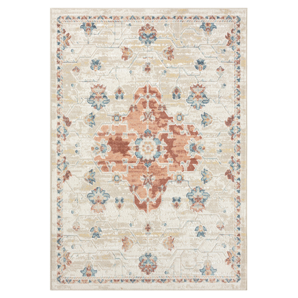 8' X 10' Ivory Medallion Area Rug