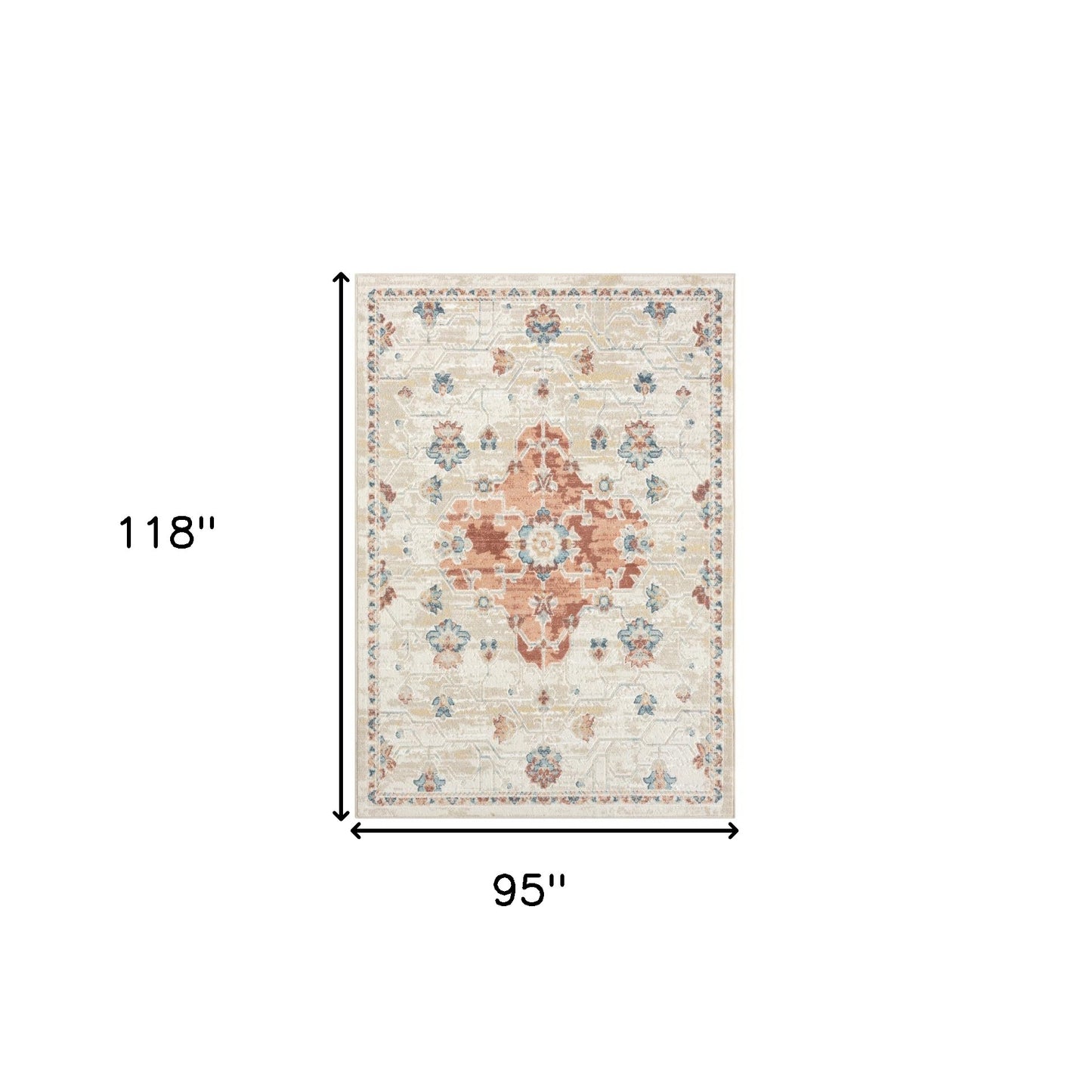 8' X 10' Ivory Medallion Area Rug