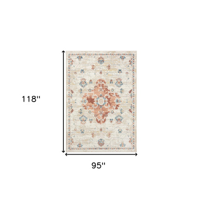 8' X 10' Ivory Medallion Area Rug