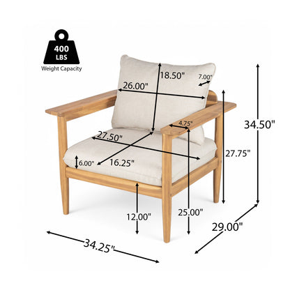 Terassi Outdoor Lounge Chair (Set of 2) with Cushions - Beige / Light Teak