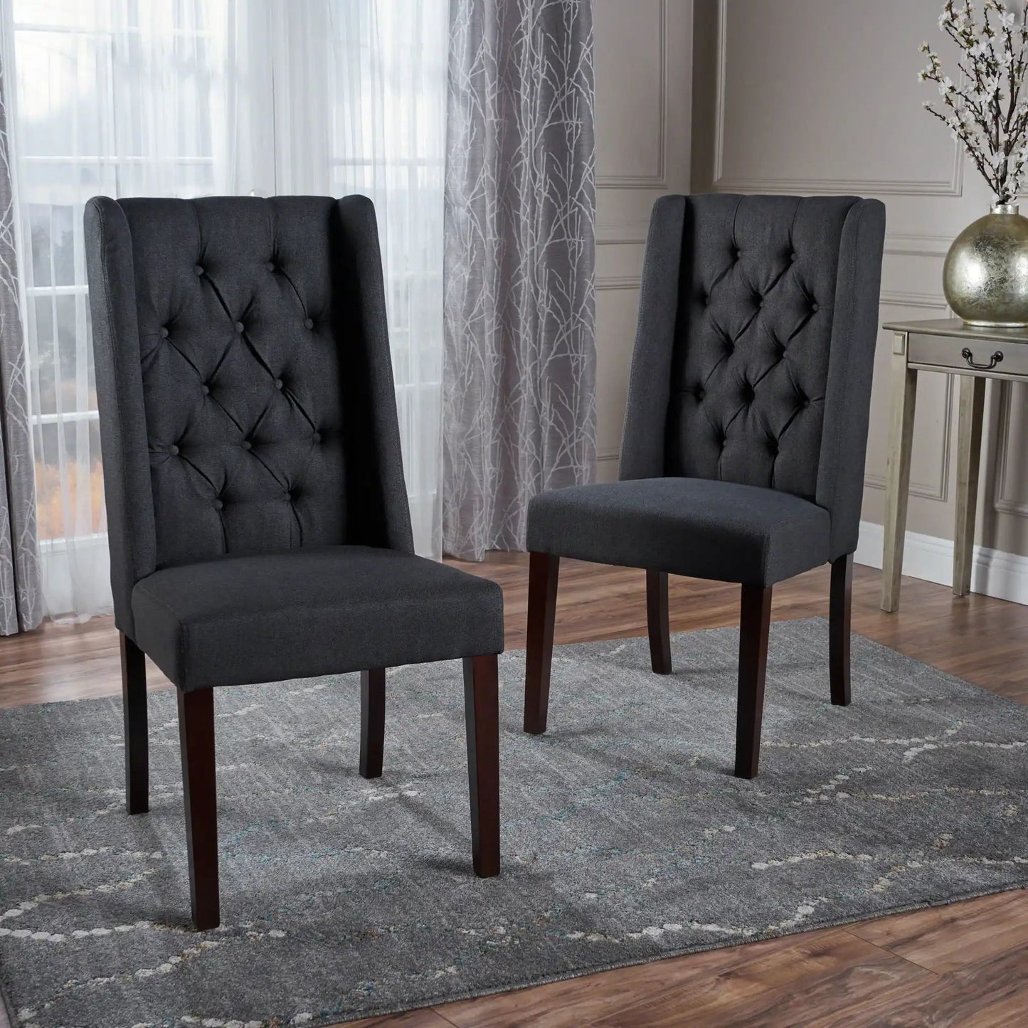 Sophisticated Tufted Dining Chair With High Back Design