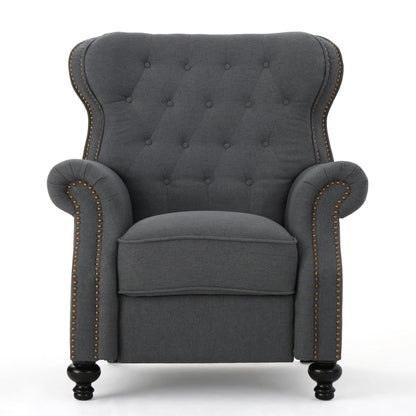 Accented Push Back Recliner Chair With Rolled Arms, Enjoy Cocooning Comfort
