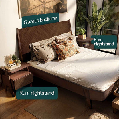 Rorns Rum Nightstand with Drawer for Stylish Bedroom Storage