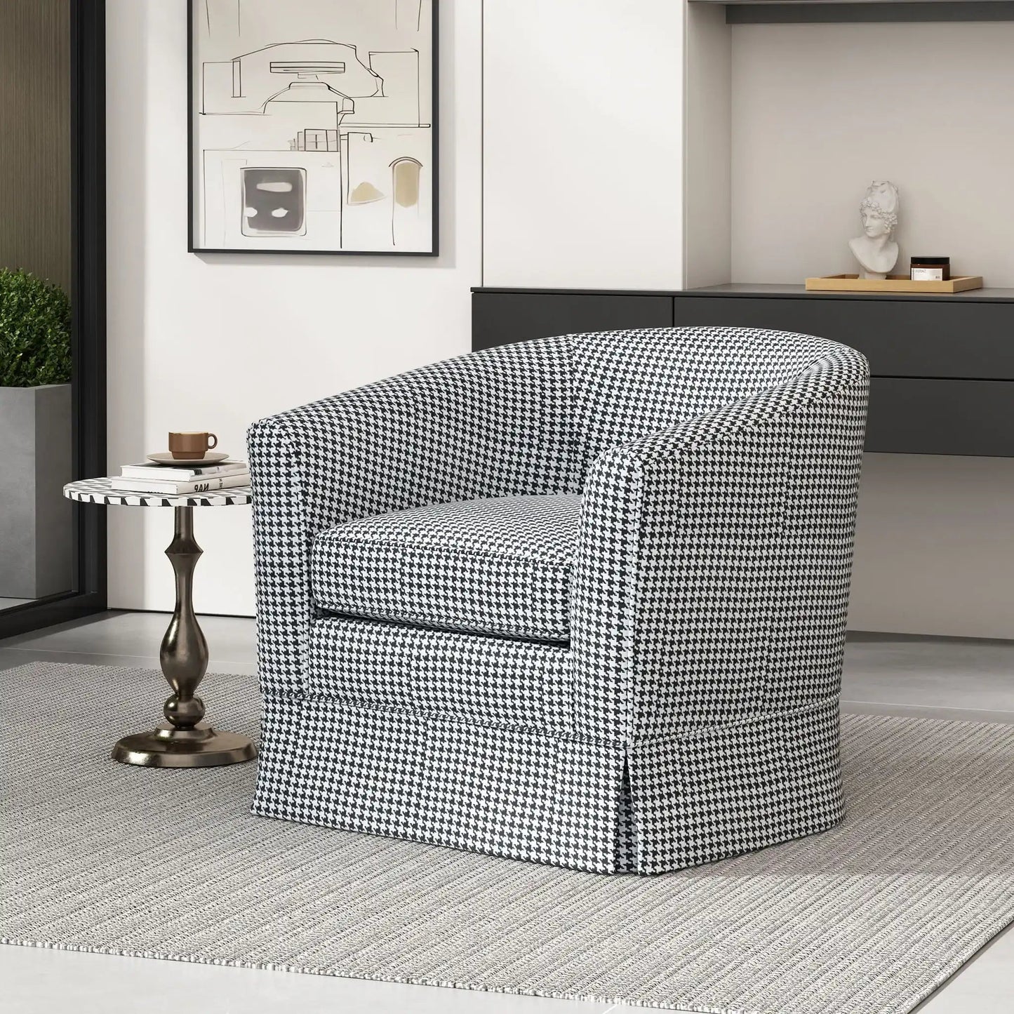 Zeniqua - Upholstered Swivel Chair With Loose Cover