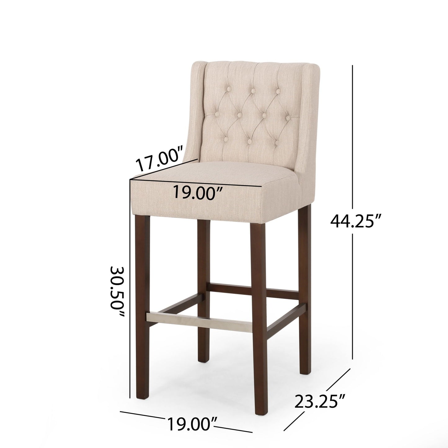 Solstara - Upholstered Dining Barstool With Button Tufted And Wing Back