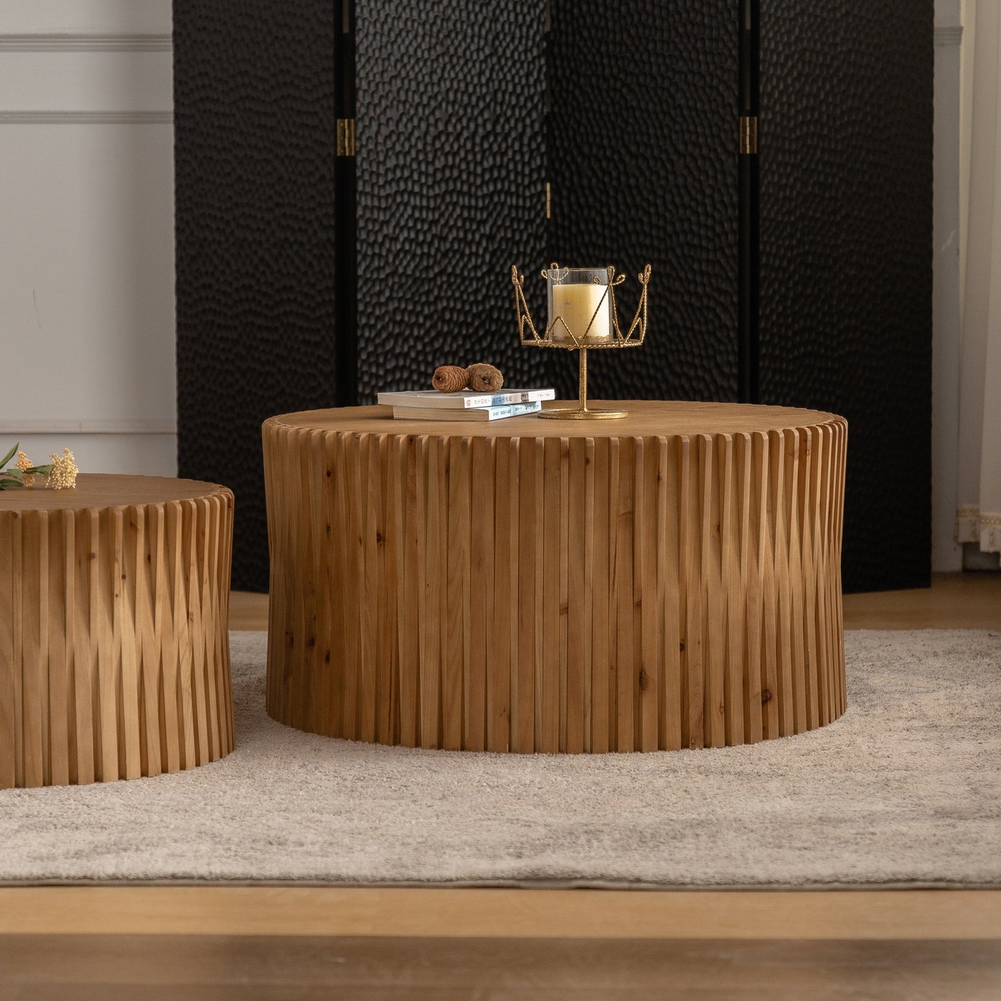 Vintage Fashion Style Cylindrical Nesting Coffee Table Set