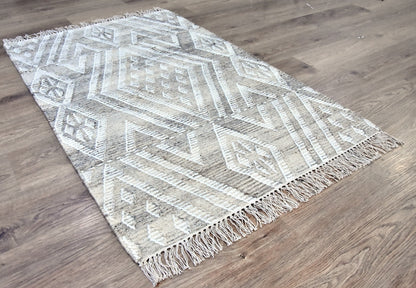 Timbergirl Kilim Sand Wool and Cotton Handmade Rug