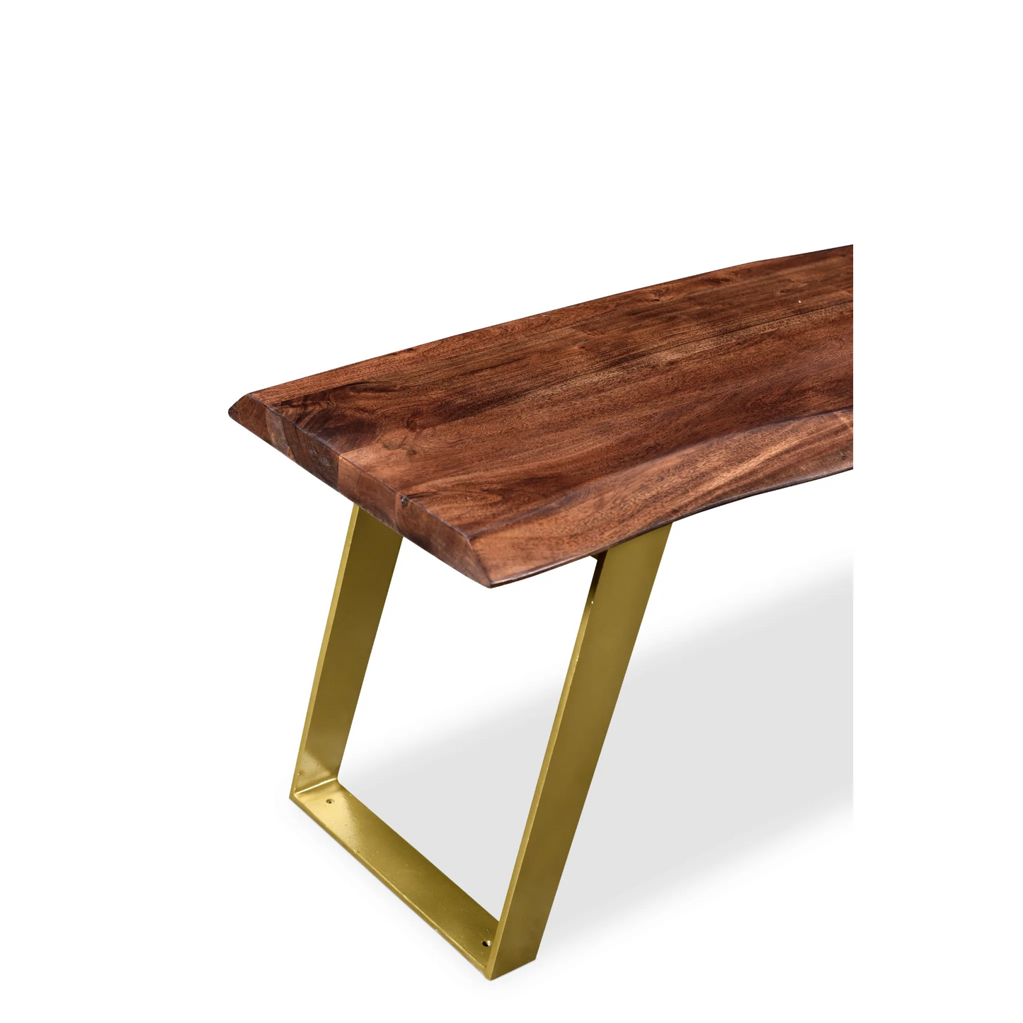 Sheesham Live Edge Gold Legs Bench