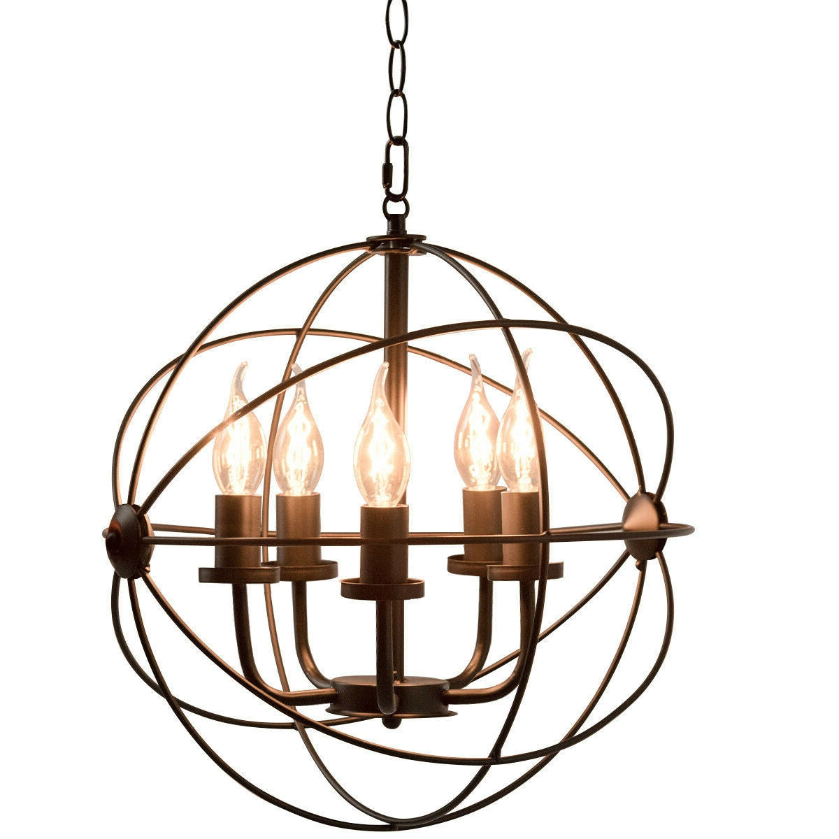 5 Light Modern Black Iron Sphere Modern Chandelier