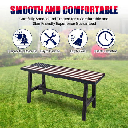 Outdoor Patio Backyard Garden Bench with American Flag Design