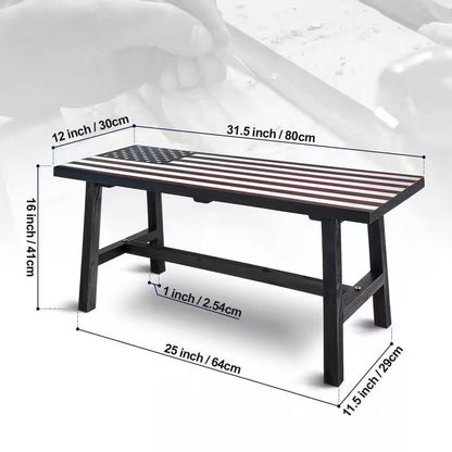 Outdoor Patio Backyard Garden Bench with American Flag Design