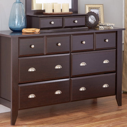 Dark Brown Wood 6-Drawer Wardrobe Dresser