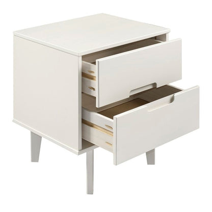 FarmHouse 2 Drawer Solid Wood Nightstand White