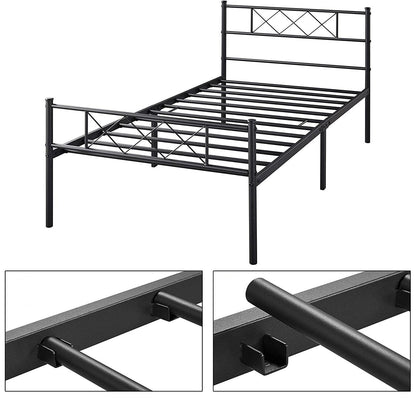 Twin Size Traditional Powder Coated Slatted Metal Platform Bed