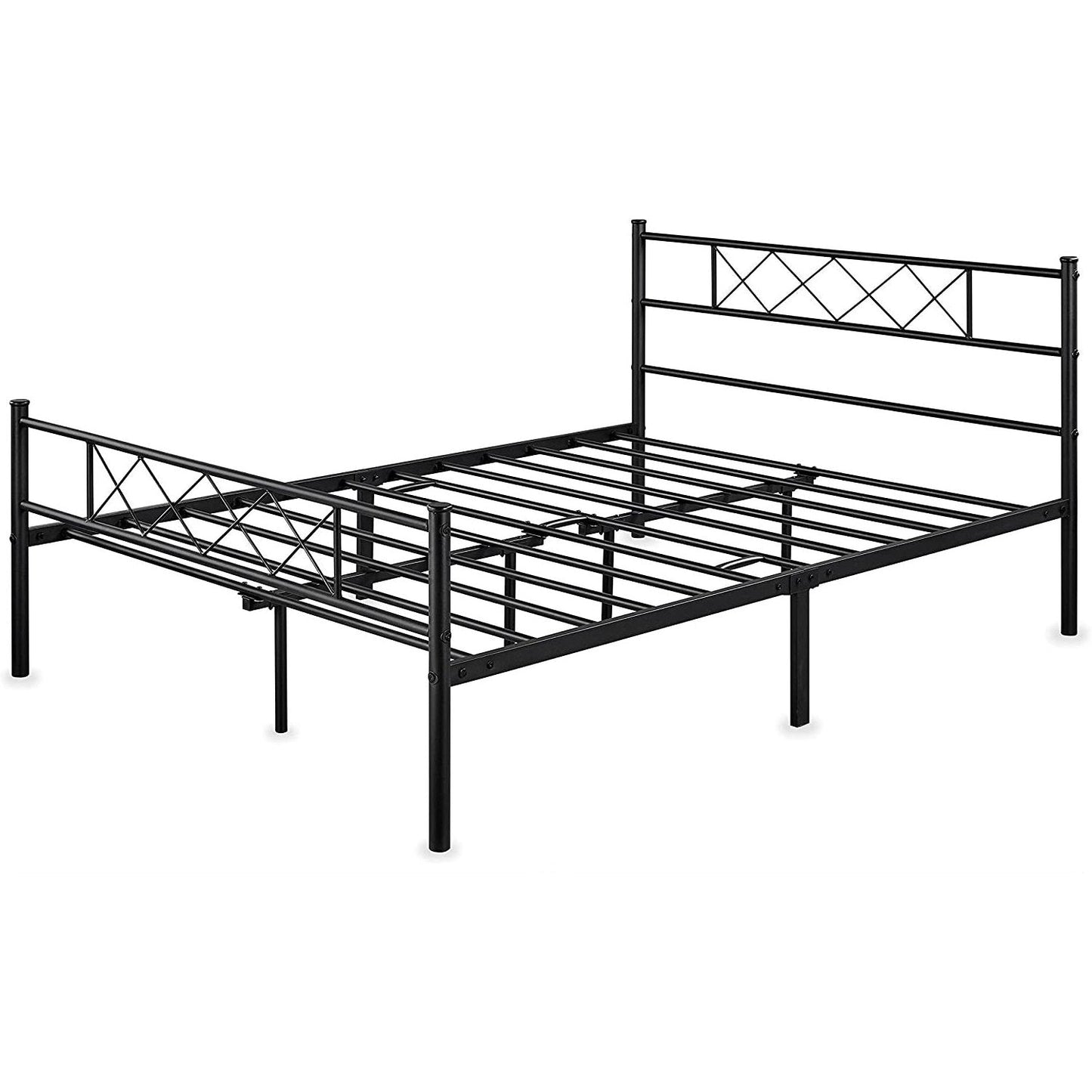 Full Size Traditional Powder Coated Slatted Metal Platform Bed