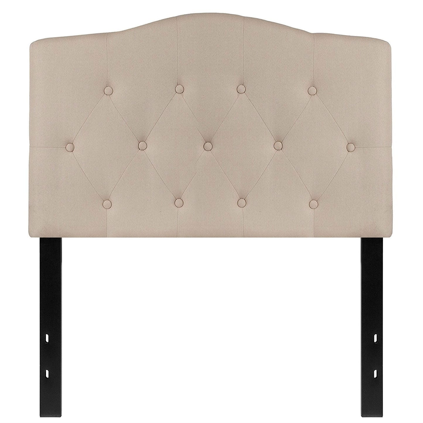 Twin size Beige Fabric Upholstered Button Tufted Headboard