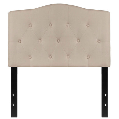 Twin size Beige Fabric Upholstered Button Tufted Headboard