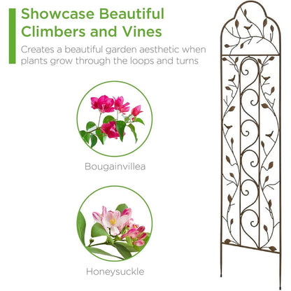 60-inch Tall Outdoor Iron Garden Trellis in Bronze Metal Finish