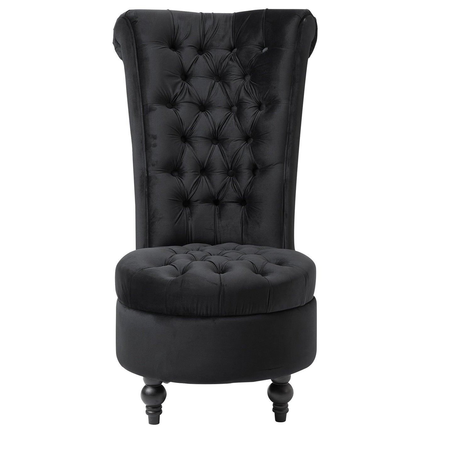 Black Tufted High Back Plush Velvet Upholstered Accent Low Profile Chair