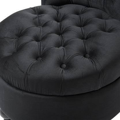 Black Tufted High Back Plush Velvet Upholstered Accent Low Profile Chair