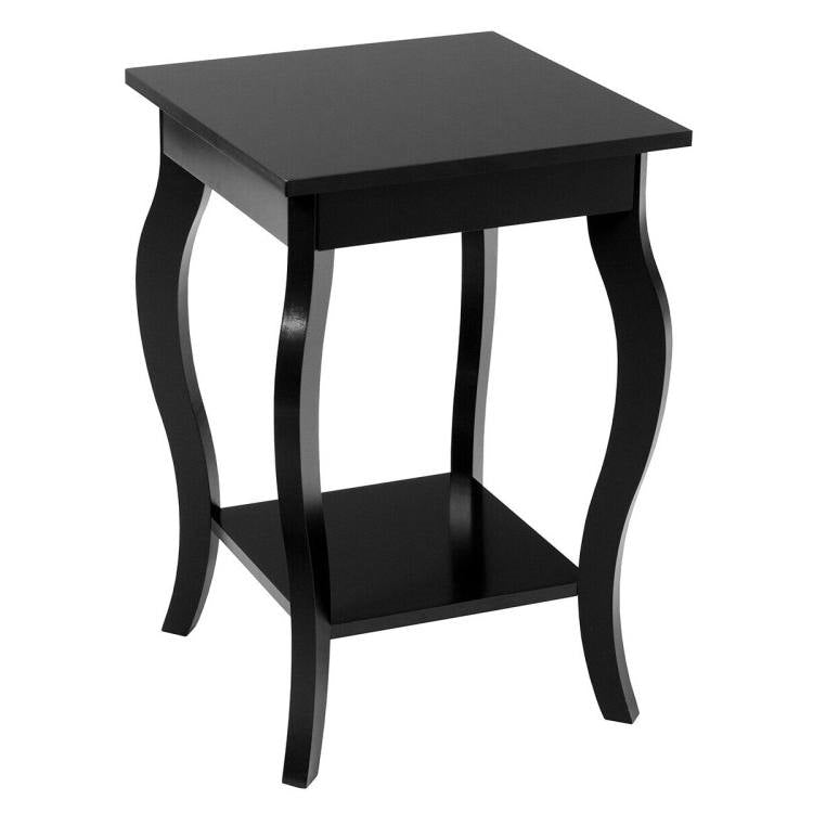 Stylish Nightstand End Table in Black Wood Finish - Set of 2