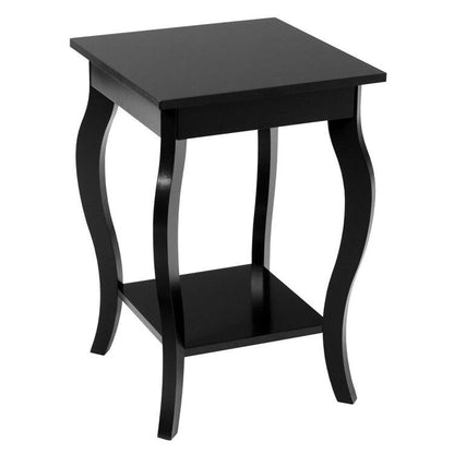 Stylish Nightstand End Table in Black Wood Finish - Set of 2