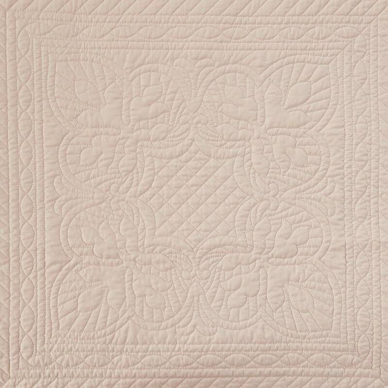 Full/Queen Size 3 Piece Reversible Scalloped Edges Microfiber Quilt Set in Blush