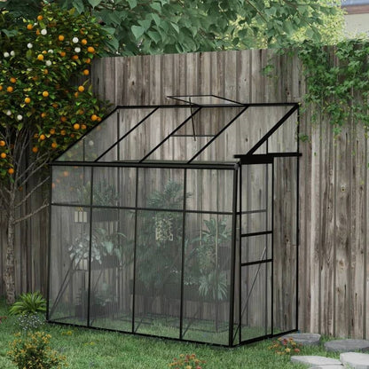 8.3 ft x 4.1 ft Outdoor Polycarbonate Lean-to Greenhouse with Black Metal Frame