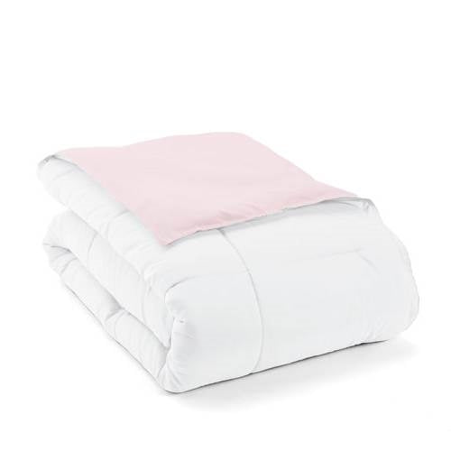 King/Cal King 3-Piece Microfiber Reversible Comforter Set Blush Pink and White