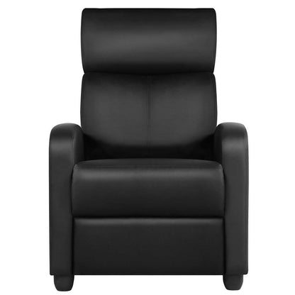 Black High-Density Faux Leather Push Back Recliner Chair