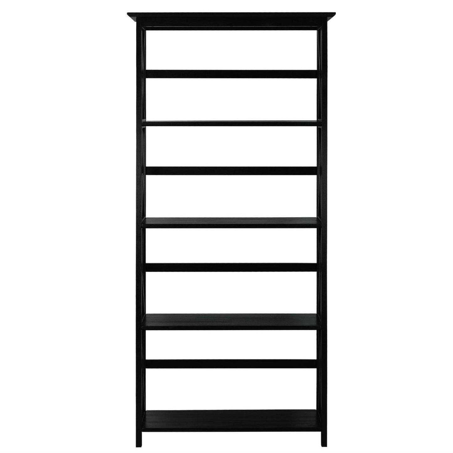 Tall 5-Tier Bookcase in Black Wood Finish