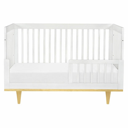 Modern Classic Solid Wooden Crib in White with Natural Wood Legs