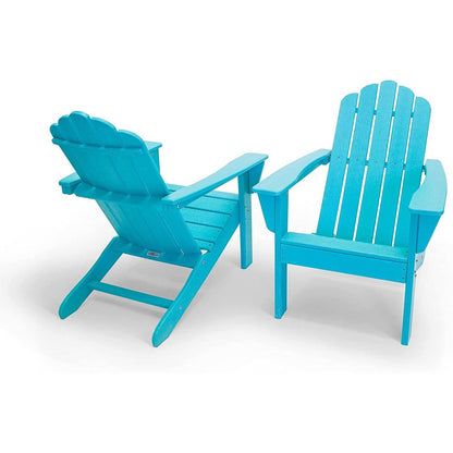 All Weather Recycled Blue Poly Plastic Outdoor Patio Adirondack Chairs - Set of 2