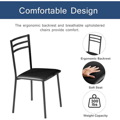 Modern 3-Piece Kitchen Dining Set with Round Wood-Top Table and 2 Chairs