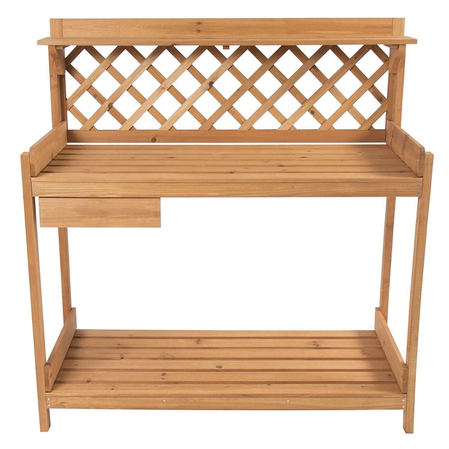 Solid Wood Garden Work Table Potting Bench in Natural Finish