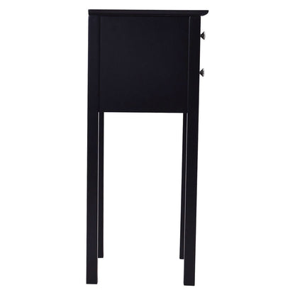 Elegant 2-Drawer End Table Nightstand Side Table in Black Wood Finish