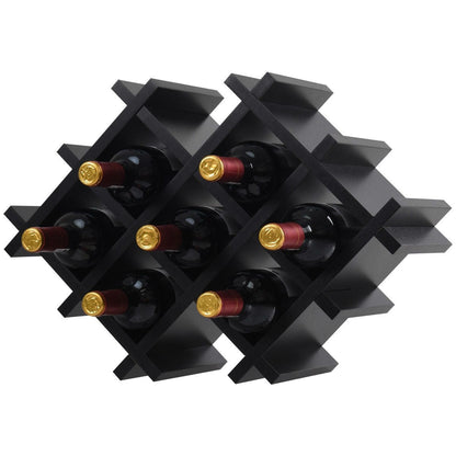 Black 5 Piece Wall Mounted Wine Rack Set with Storage Shelves