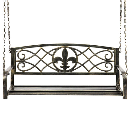 Farm Home Bronze Sturdy 2 Seat Porch Swing Bench Scroll Accents