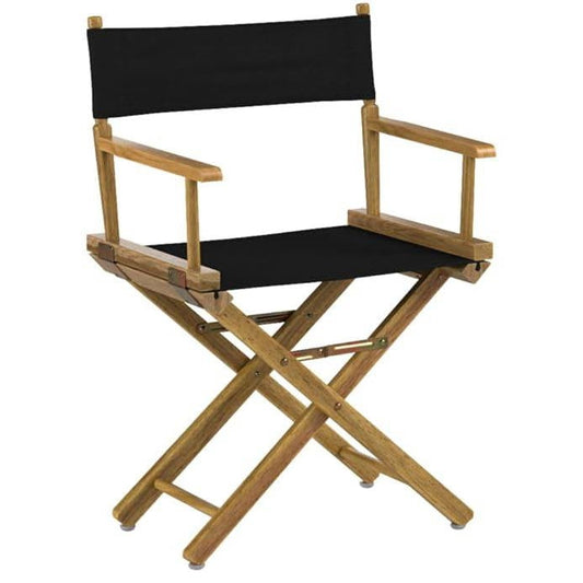 Solid Wood Frame Indoor/Outdoor Patio Dining Directors Chair with Black Seat