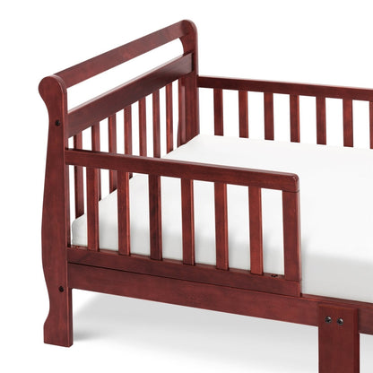 Cherry Modern Slatted Guard Rails Toddler Sleigh Bed