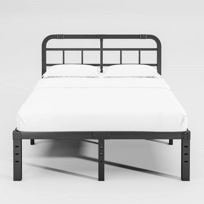 California King Size Heavy Duty Black Metal Platform Bed Frame with Headboard