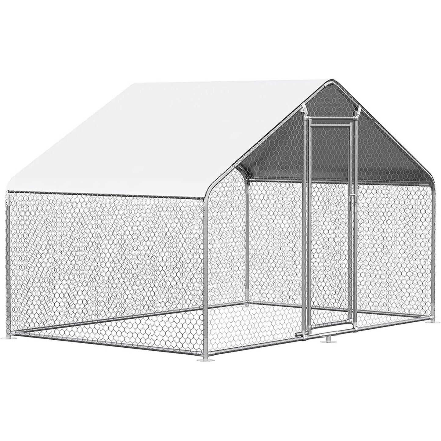 9.8 Ft x 6.5 Ft. Large Metal Outdoor Walk-in Chicken Coop with Waterproof Cover