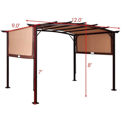 12 ft x 9 ft Steel Outdoor Pergola Gazebo Canopy Sun Shelter