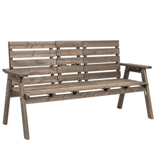 Farmhouse Outdoor Fir Wood Patio Garden Bench with Folding Center Table