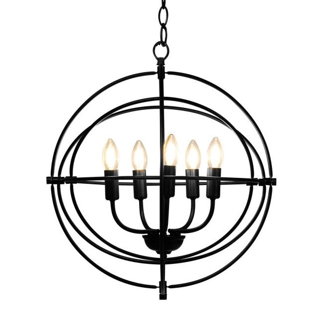 5 Light Brass Rustic Industrial Rotating Metal Chandelier