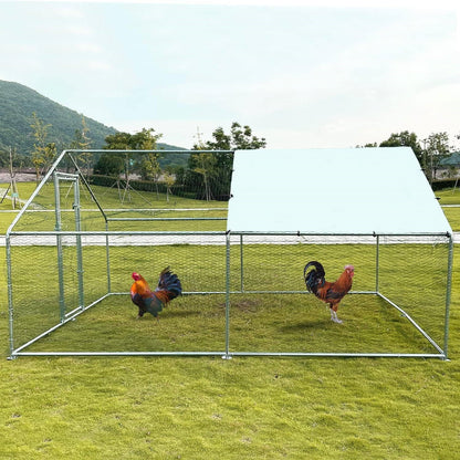 13-ft x 10-ft Metal Wire Mesh Chicken Coop Run Pen Outdoor with Waterproof Cover