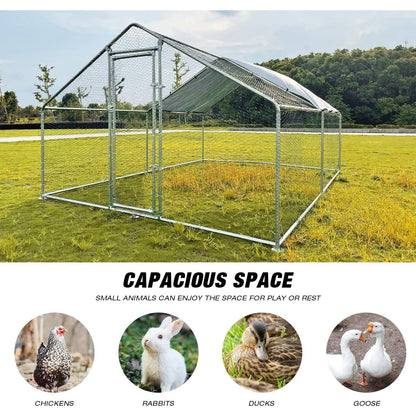 13-ft x 10-ft Metal Wire Mesh Chicken Coop Run Pen Outdoor with Waterproof Cover